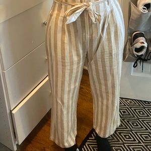 Jcrew Facotrt, Paper Bag Pants, Beige and White Stripes
